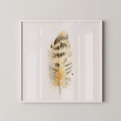 Image of a feather watercolor painting by Shayna Larsen, originals & prints available