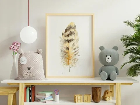 Image of a feather watercolor painting by Shayna Larsen, originals & prints available