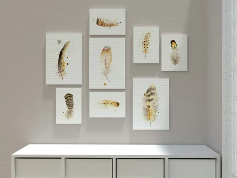 Image of a feather watercolor painting by Shayna Larsen, originals & prints available