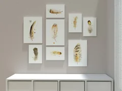 Image of a feather watercolor painting by Shayna Larsen, originals & prints available