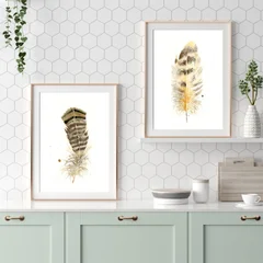 Image of a feather watercolor painting by Shayna Larsen, originals & prints available