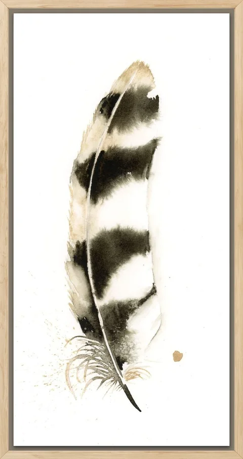 Image of a feather watercolor painting by Shayna Larsen, originals & prints available