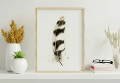 Image of a feather watercolor painting by Shayna Larsen, originals & prints available