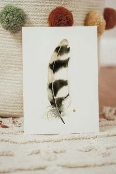Image of a feather watercolor painting by Shayna Larsen, originals & prints available