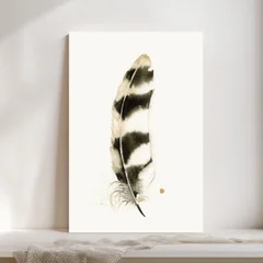 Image of a feather watercolor painting by Shayna Larsen, originals & prints available
