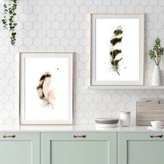 Image of a feather watercolor painting by Shayna Larsen, originals & prints available