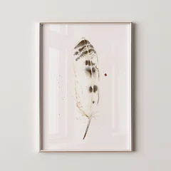 Image of a feather watercolor painting by Shayna Larsen, originals & prints available