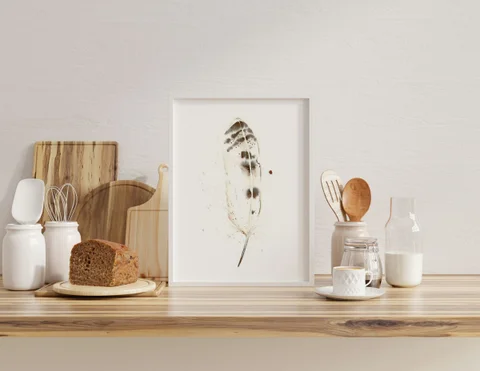 Image of a feather watercolor painting by Shayna Larsen, originals & prints available