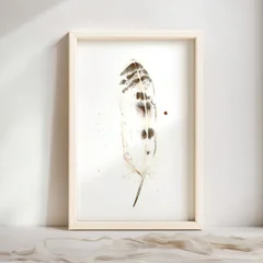 Image of a feather watercolor painting by Shayna Larsen, originals & prints available