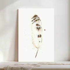 Image of a feather watercolor painting by Shayna Larsen, originals & prints available