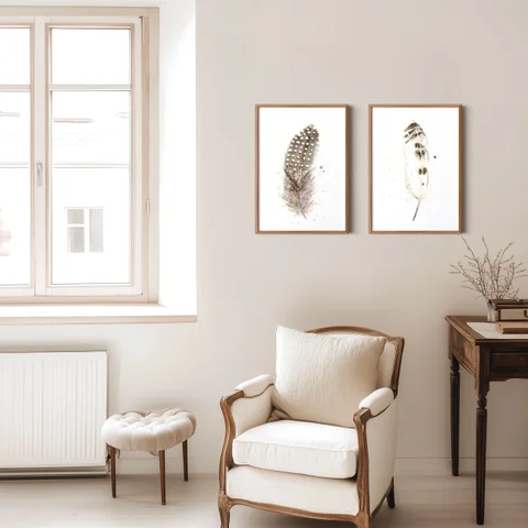 Image of a feather watercolor painting by Shayna Larsen, originals & prints available