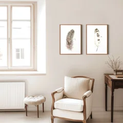 Image of a feather watercolor painting by Shayna Larsen, originals & prints available