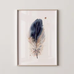 Image of a feather watercolor painting by Shayna Larsen, originals & prints available