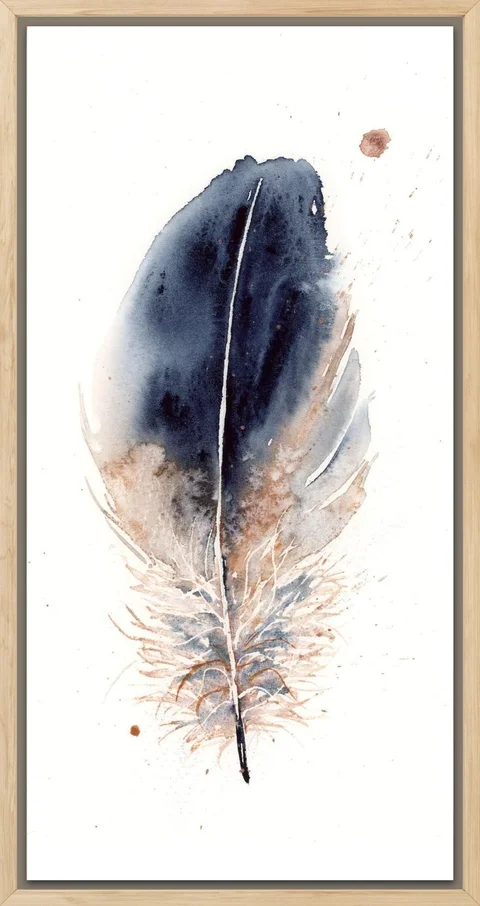 Image of a feather watercolor painting by Shayna Larsen, originals & prints available