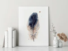 Image of a feather watercolor painting by Shayna Larsen, originals & prints available