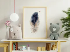 Image of a feather watercolor painting by Shayna Larsen, originals & prints available