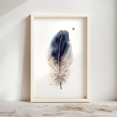 Image of a feather watercolor painting by Shayna Larsen, originals & prints available