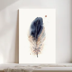 Image of a feather watercolor painting by Shayna Larsen, originals & prints available