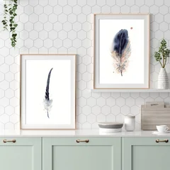 Image of a feather watercolor painting by Shayna Larsen, originals & prints available