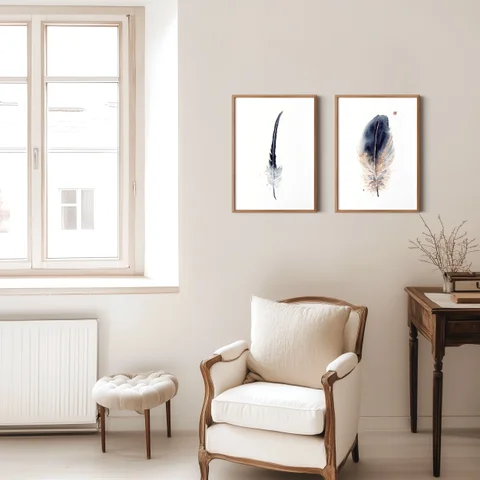 Image of a feather watercolor painting by Shayna Larsen, originals & prints available