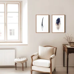 Image of a feather watercolor painting by Shayna Larsen, originals & prints available