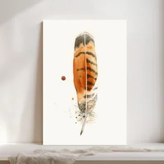 Image of a feather watercolor painting by Shayna Larsen, originals & prints available