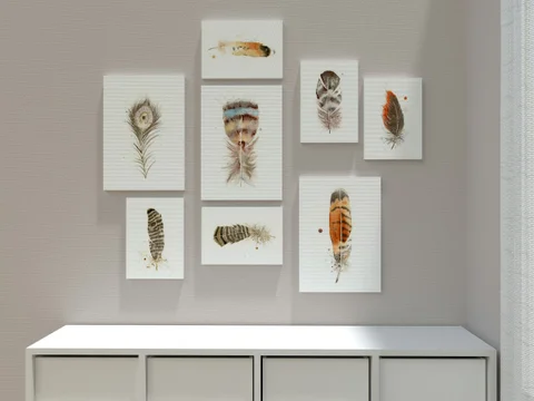 Image of a feather watercolor painting by Shayna Larsen, originals & prints available