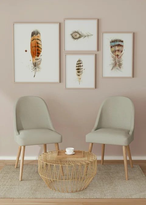 Image of a feather watercolor painting by Shayna Larsen, originals & prints available