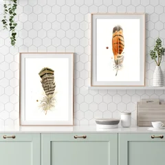 Image of a feather watercolor painting by Shayna Larsen, originals & prints available