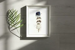 Image of a feather watercolor painting by Shayna Larsen, originals & prints available