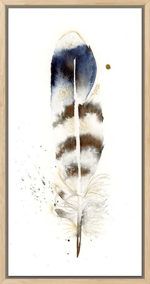 Image of a feather watercolor painting by Shayna Larsen, originals & prints available