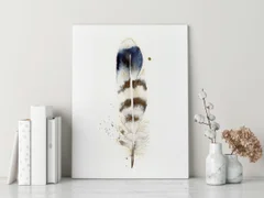 Image of a feather watercolor painting by Shayna Larsen, originals & prints available