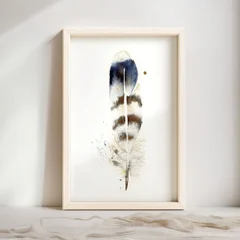 Image of a feather watercolor painting by Shayna Larsen, originals & prints available