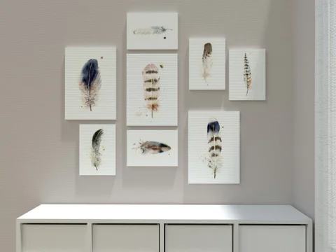 Image of a feather watercolor painting by Shayna Larsen, originals & prints available