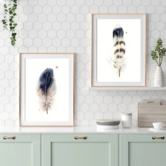 Image of a feather watercolor painting by Shayna Larsen, originals & prints available