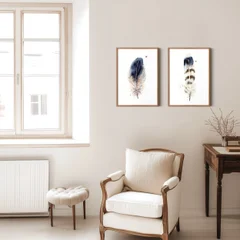 Image of a feather watercolor painting by Shayna Larsen, originals & prints available