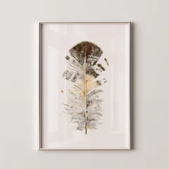 Image of a feather watercolor painting by Shayna Larsen, originals & prints available