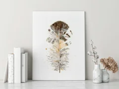 Image of a feather watercolor painting by Shayna Larsen, originals & prints available