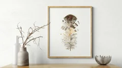 Image of a feather watercolor painting by Shayna Larsen, originals & prints available