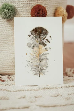 Image of a feather watercolor painting by Shayna Larsen, originals & prints available
