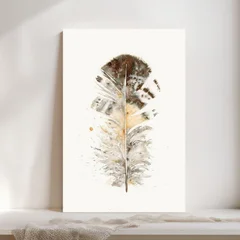 Image of a feather watercolor painting by Shayna Larsen, originals & prints available