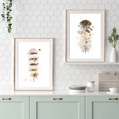 Image of a feather watercolor painting by Shayna Larsen, originals & prints available