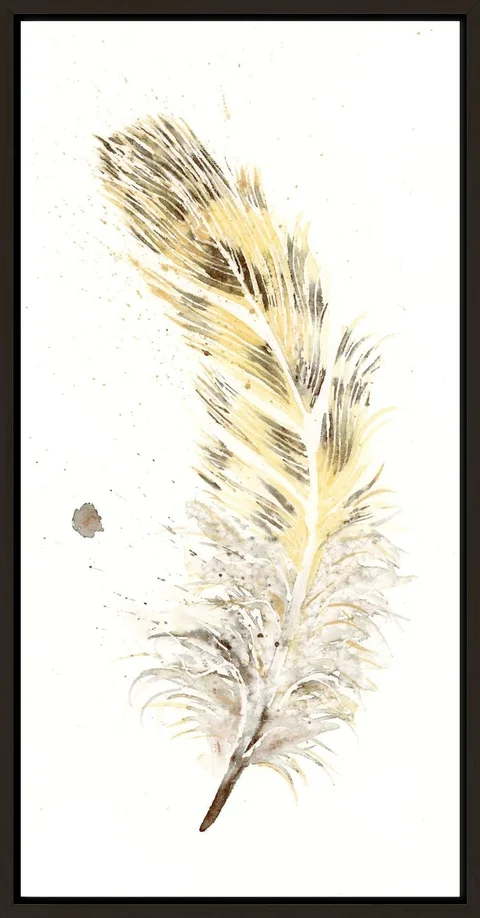 Image of a feather watercolor painting by Shayna Larsen, originals & prints available