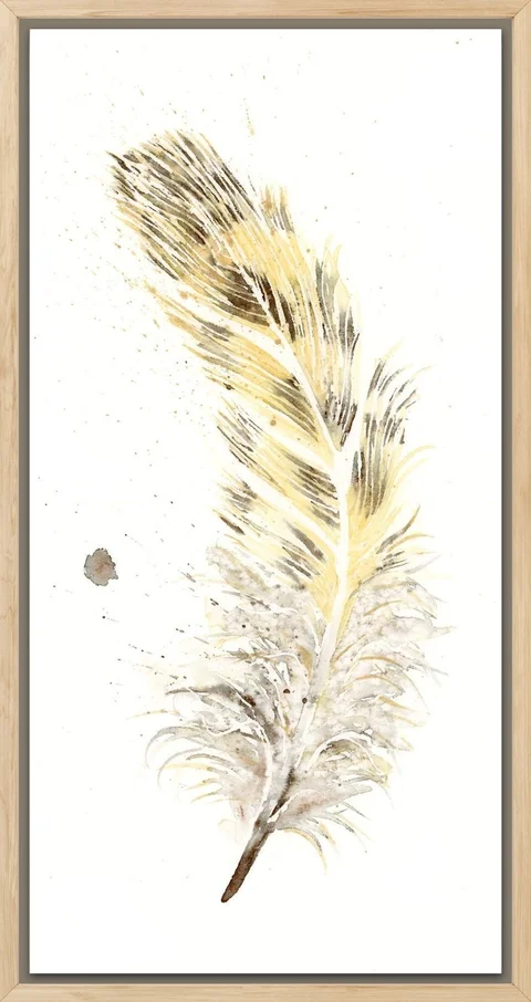 Image of a feather watercolor painting by Shayna Larsen, originals & prints available