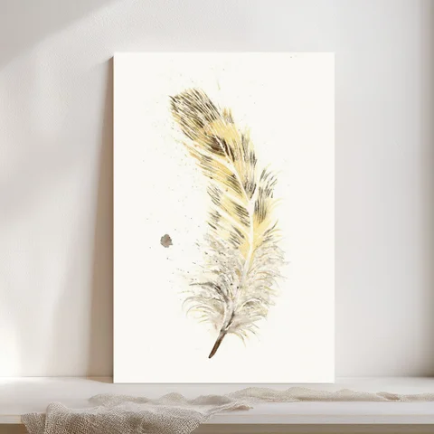 Image of a feather watercolor painting by Shayna Larsen, originals & prints available