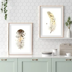 Image of a feather watercolor painting by Shayna Larsen, originals & prints available