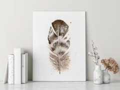 Image of a feather watercolor painting by Shayna Larsen, originals & prints available