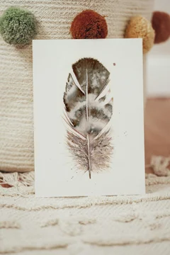 Image of a feather watercolor painting by Shayna Larsen, originals & prints available