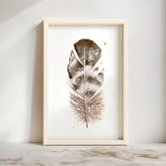 Image of a feather watercolor painting by Shayna Larsen, originals & prints available