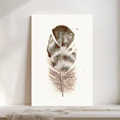 Image of a feather watercolor painting by Shayna Larsen, originals & prints available